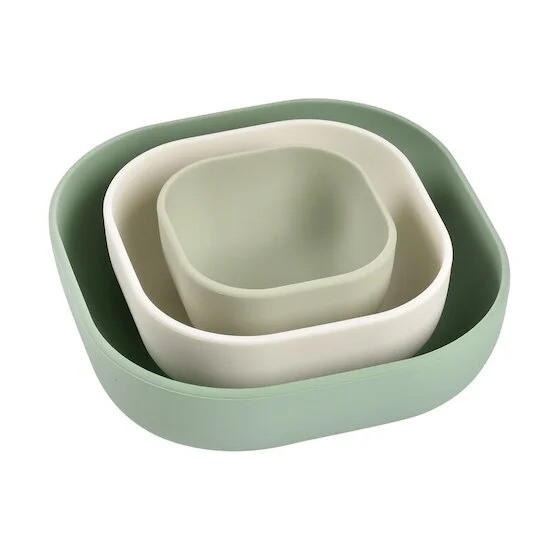 Lot de 3 Bols silicone gigogne   Sage Green        de               Béaba