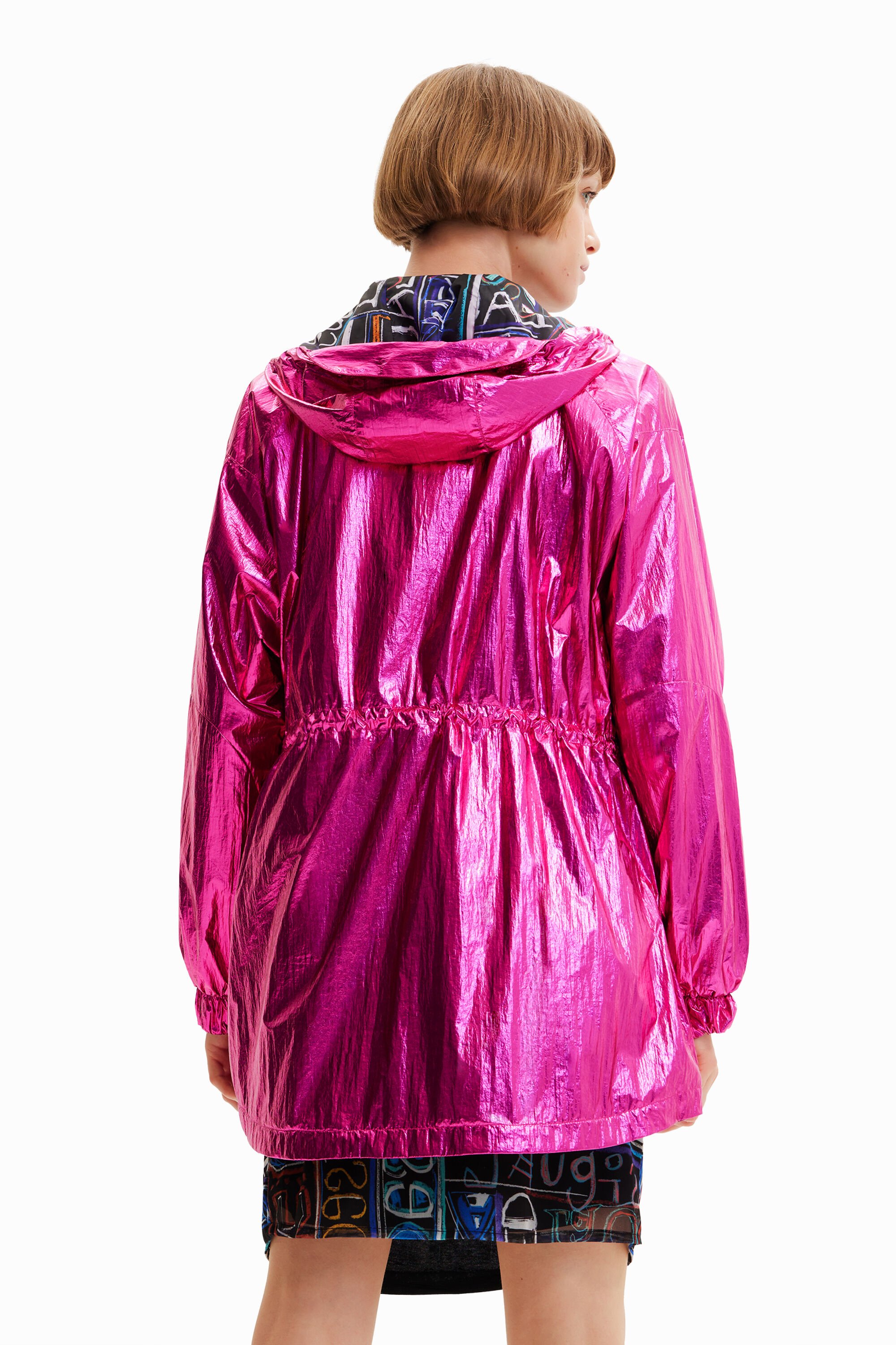 Parka métallisée à capuche