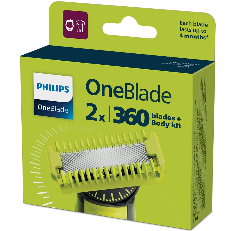 Philips OneBlade 360 Replacement Blades 2 Pcs + Bodykit - QP624/50
