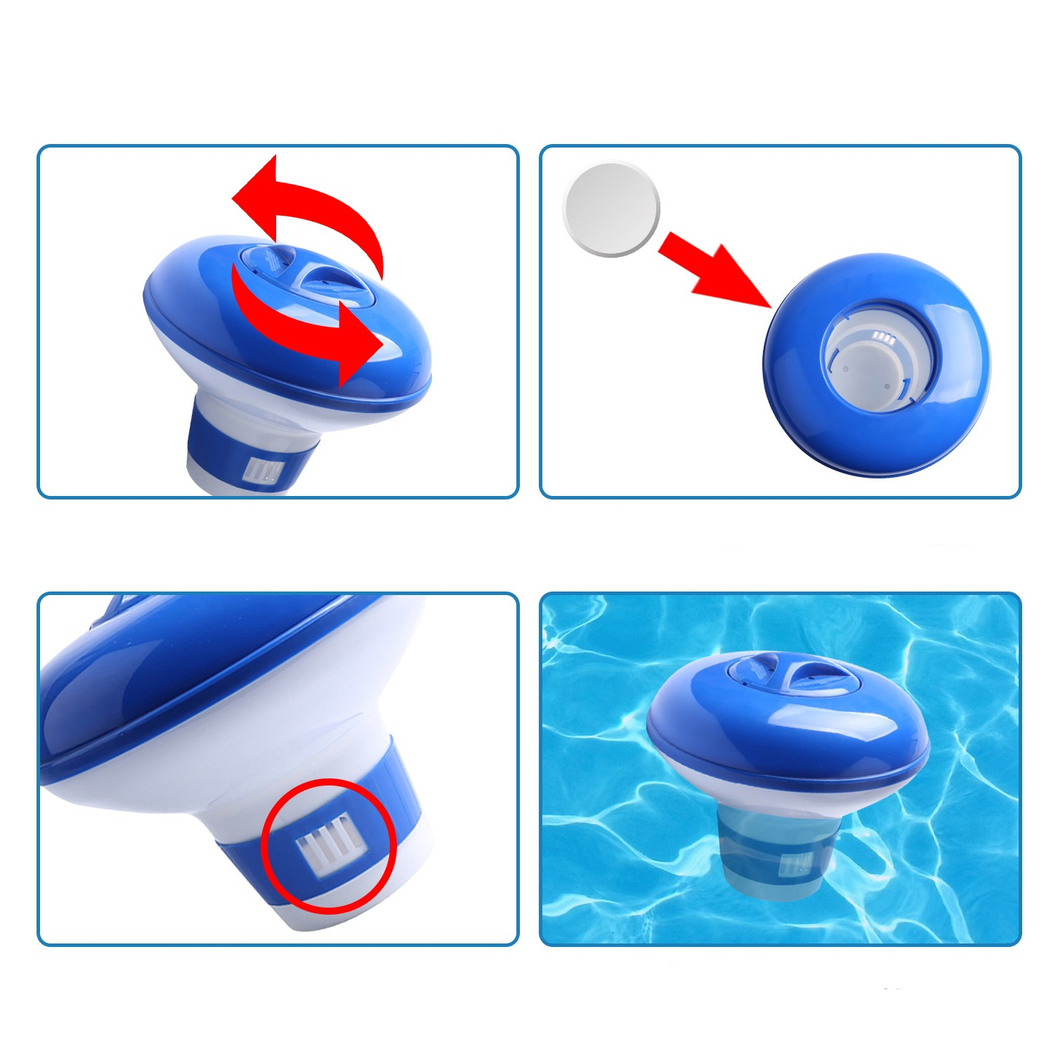 Schwimmender Chlor Spender Pool Dosierschwimmer Reinigungs Zubehör für Chlortabletten - Blau