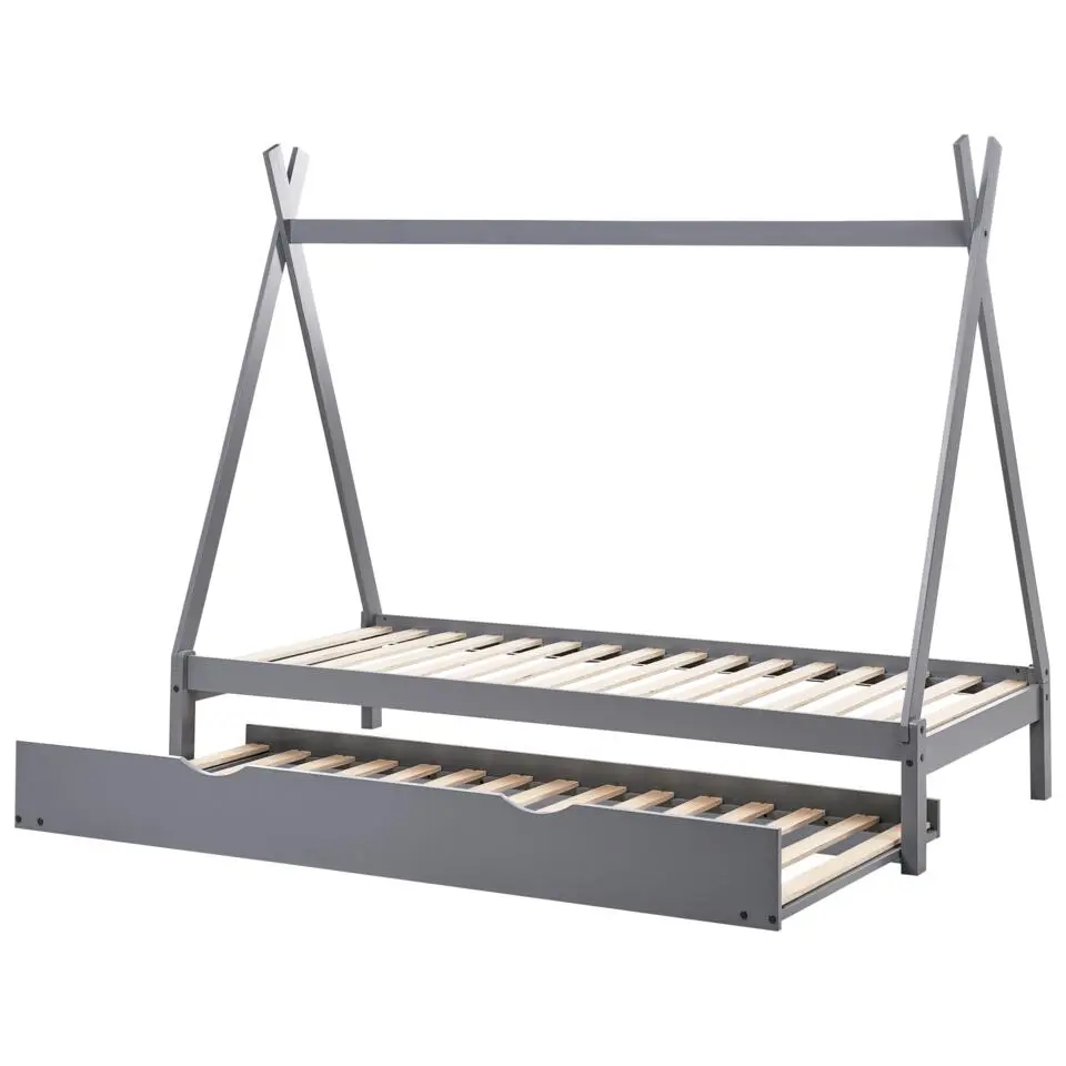 TALMONTIERS - Onderschuifbed - Grijs - 90 x 200 cm - Grenenhout