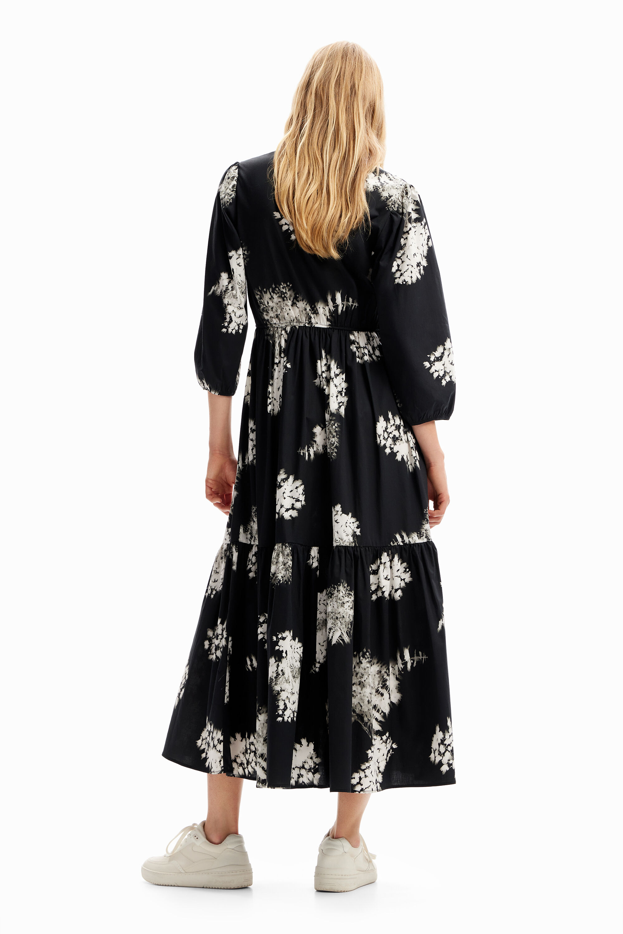 Robe chemise midi fleurs