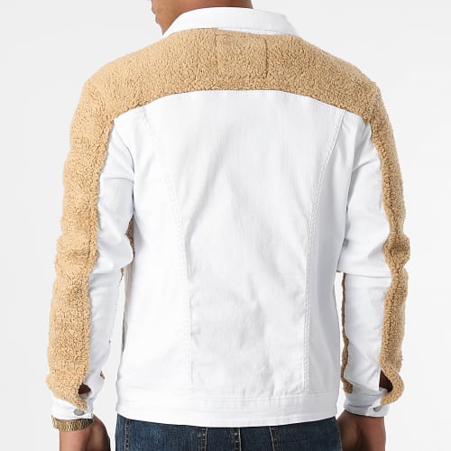 Veste Jean Col Mouton 2325 Blanc Beige
