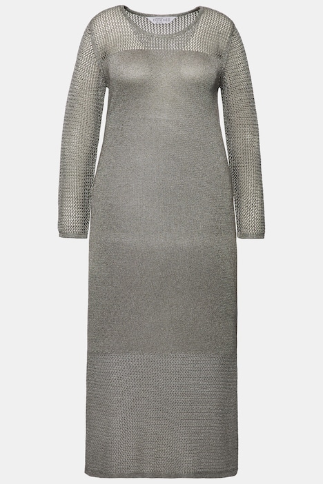 Maxi-Strickkleid, ärmellos, Lochstrick mit Glitzer
