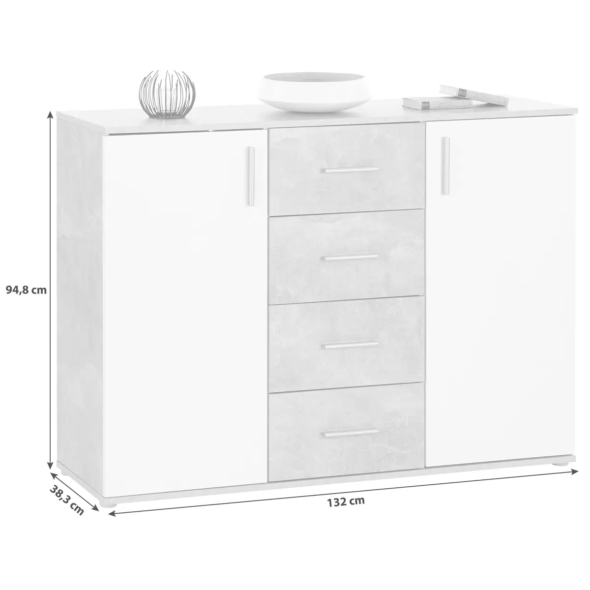 Kommode Ina 03 weiss,Eiche