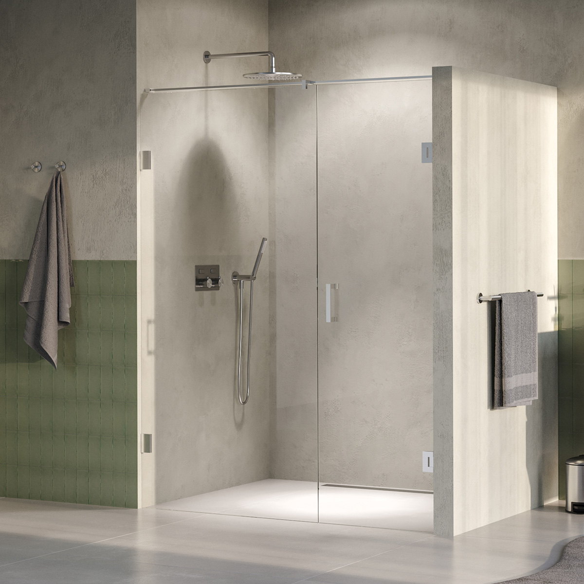Brauer Void profielloze nisdeur 160cm met draaideur 70cm aan muur RVS geborsteld PVD