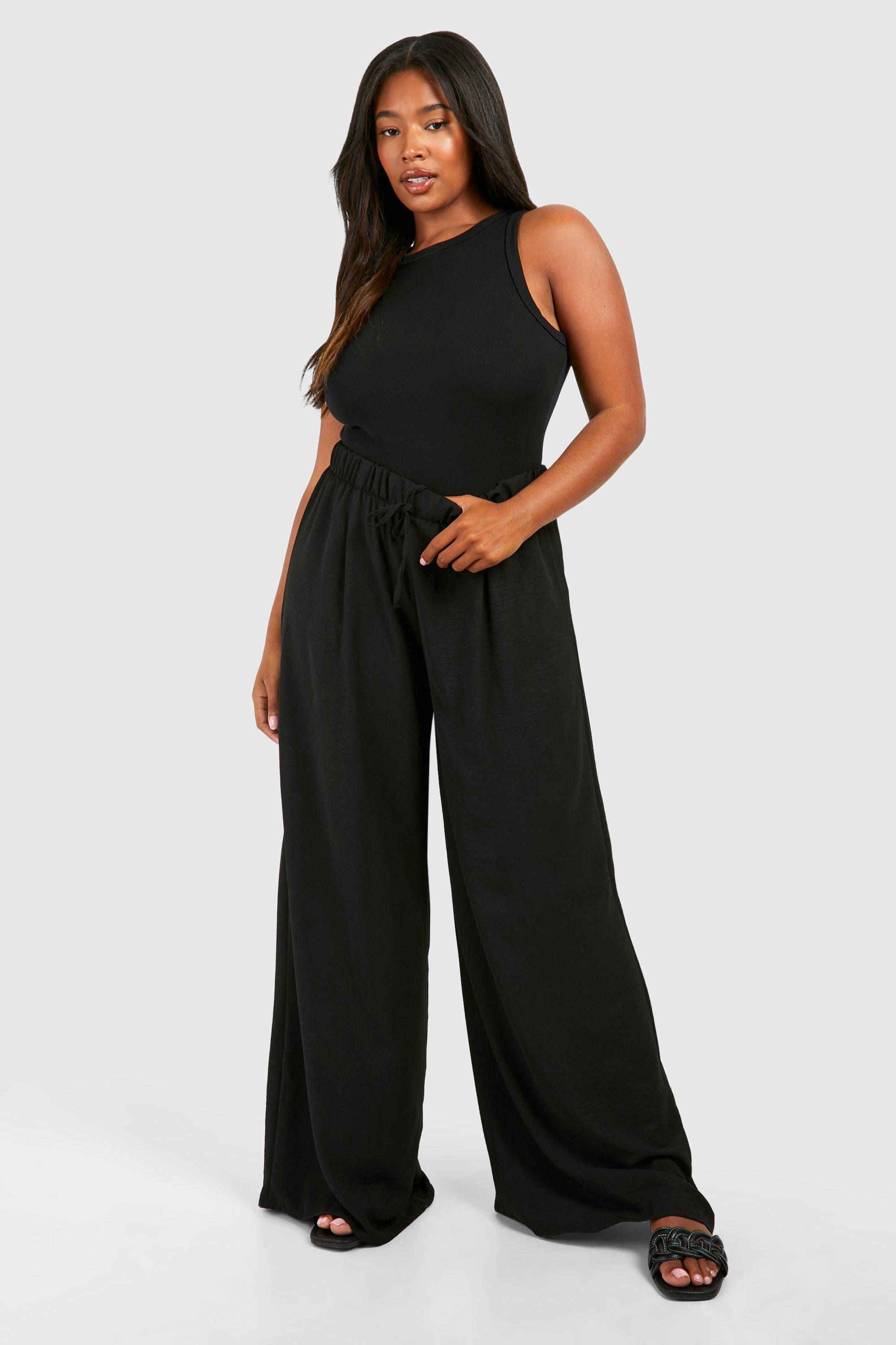 boohoo Plus Pantalon tissé Plus à cordon de serrage à jambes larges