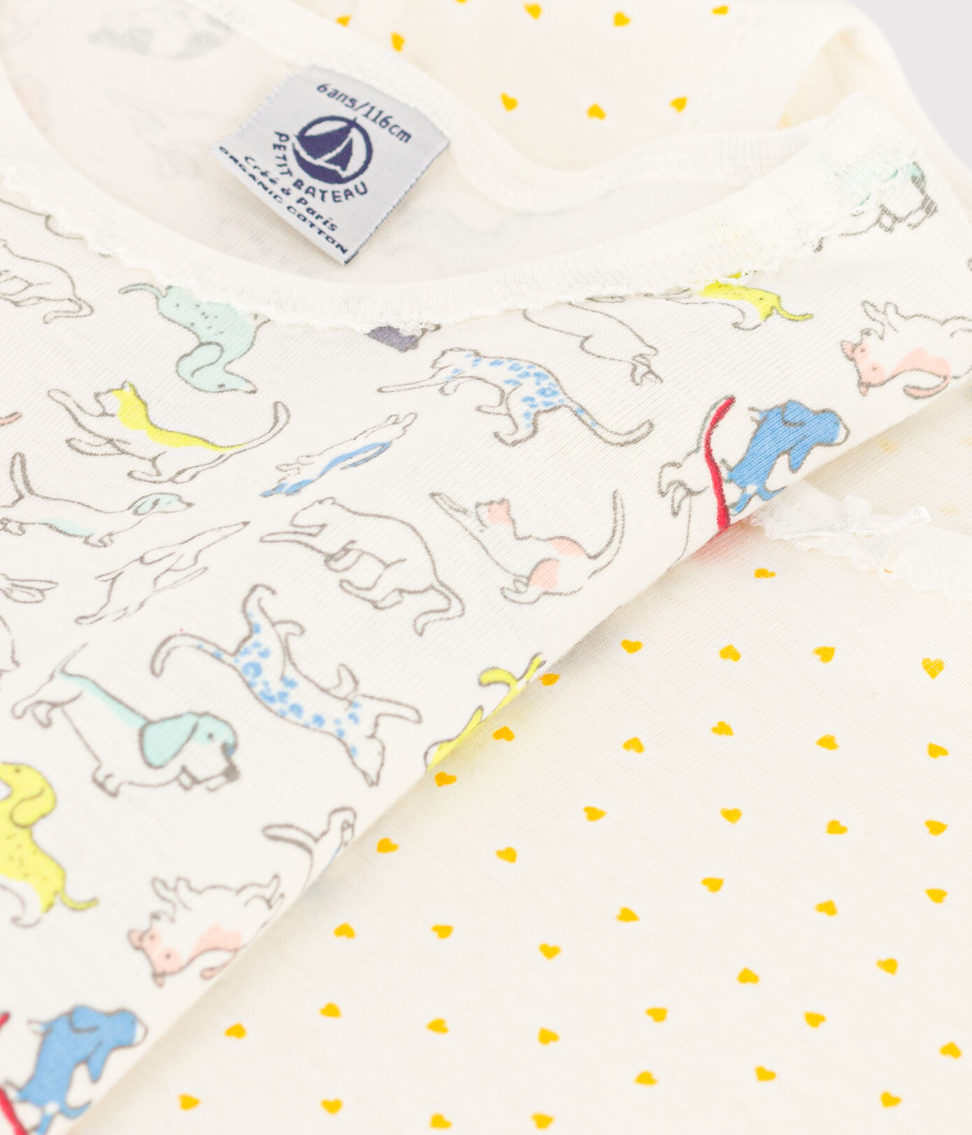Lot de 2 pyjacourts animaux en coton petite fille