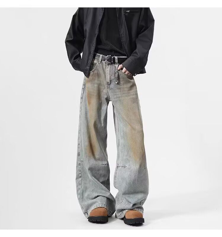 AXEN - Mid Rise Washed Wide Leg Jeans