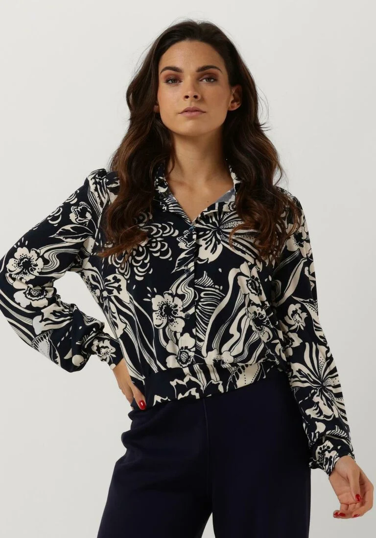 VANILIA blauwe vanilia blouse swirl blouse