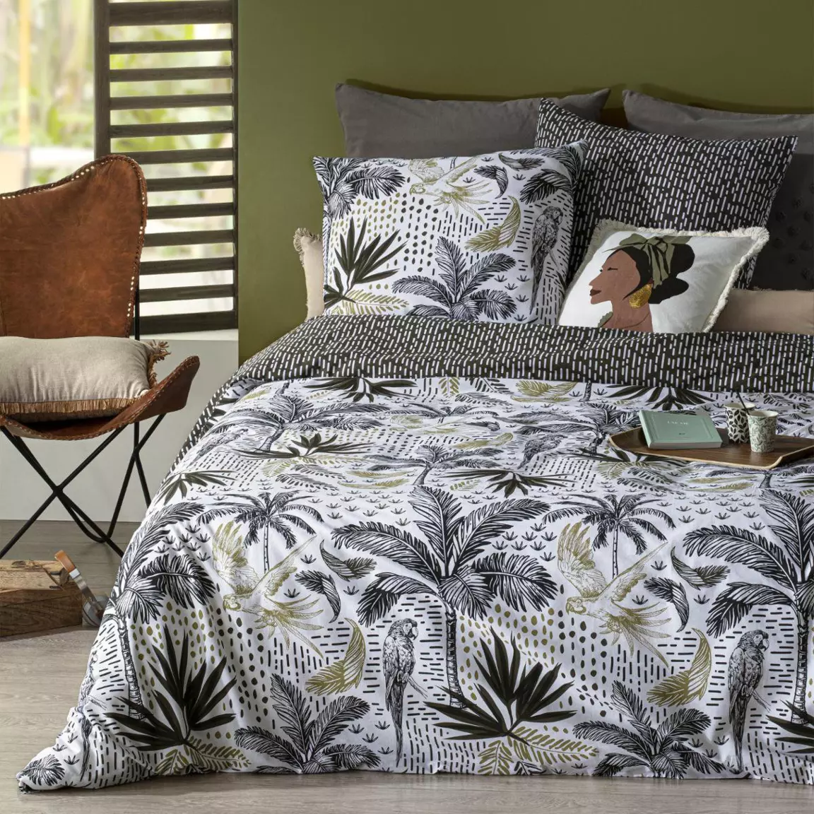 Housse de couette et deux taies coton (240 x 220 cm) Cuba Multicolore