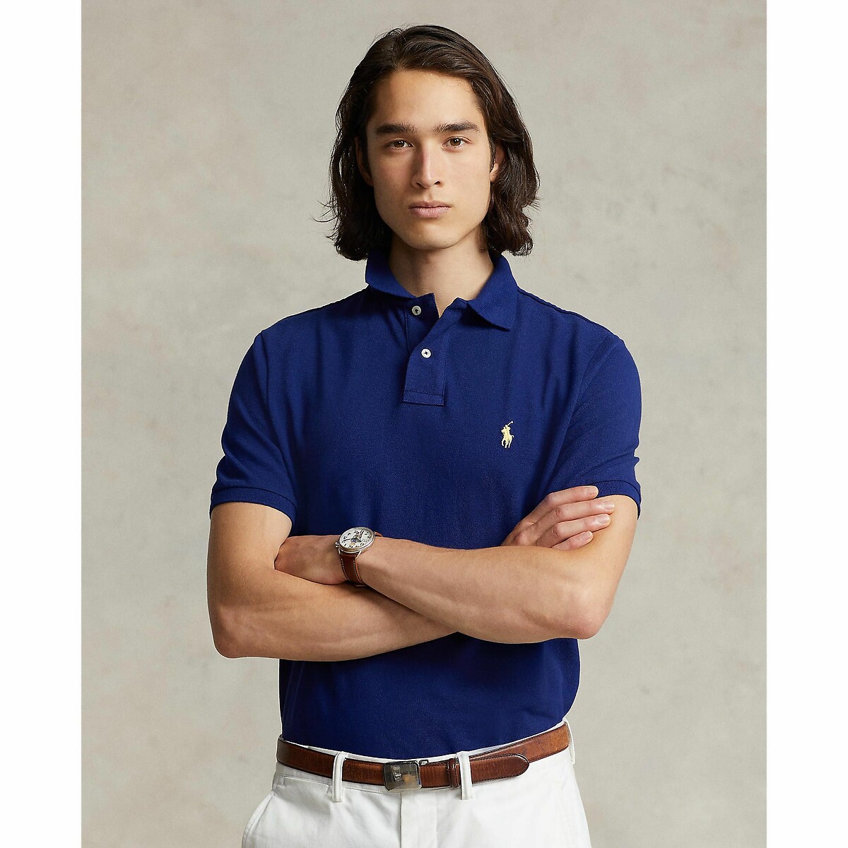 POLO RALPH LAUREN<br>Polo slim fit confeccionado em piqué de algodão