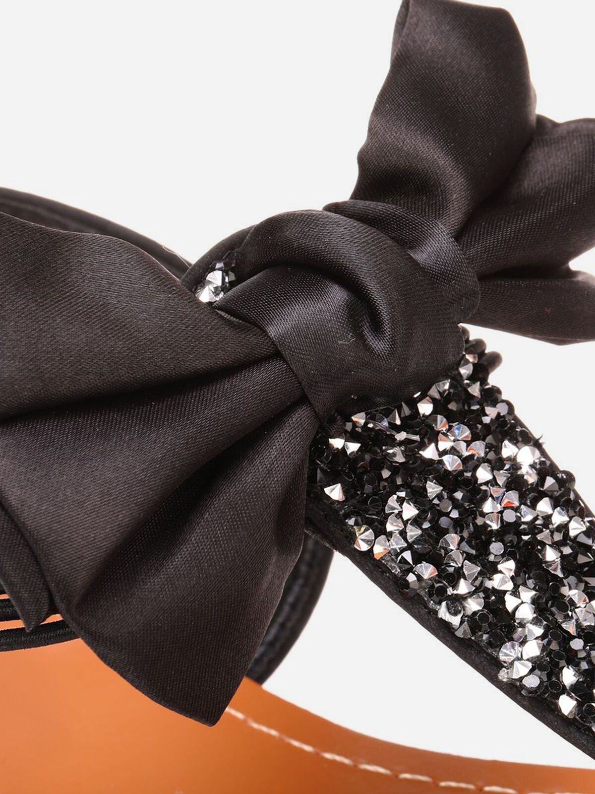 Sandales à strass et noeud- Noir