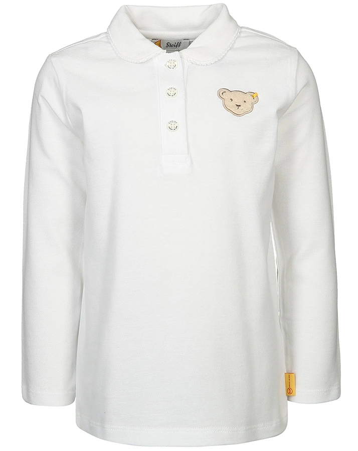 Langarm-Poloshirt TEDDY mit Bubikragen in weiß