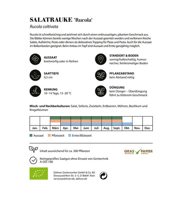 Dehner Bio-Saatgut Salatrauke 'Rucola'