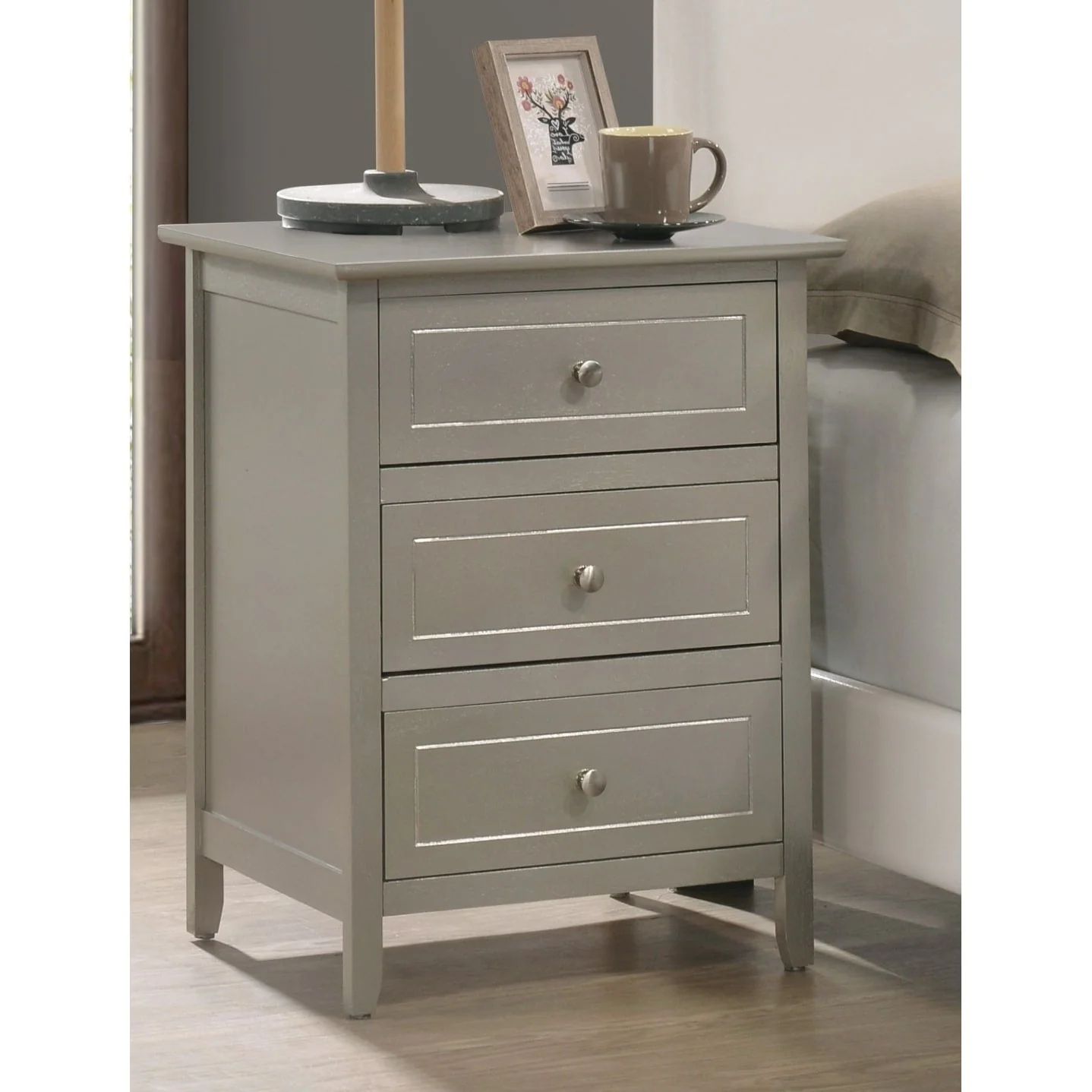 Daniel 3-drawer Transitional Wooden Nightstand