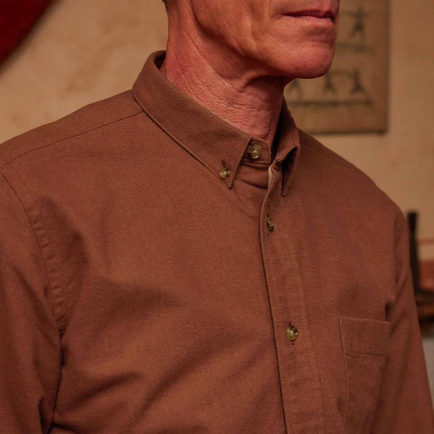 Heavy organic cotton flannel shirt in rust