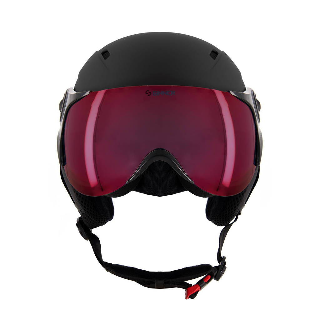 Sinner ski helm met vizier Typhoon Visor mat zwart (rode lens)