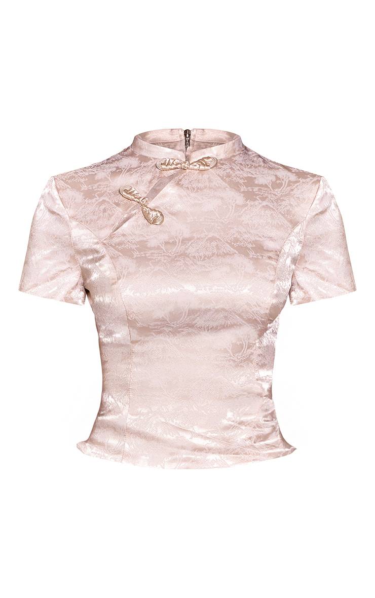 Gris Pierre Haut Ajusté Style Qipao À Texture Satinée Petite