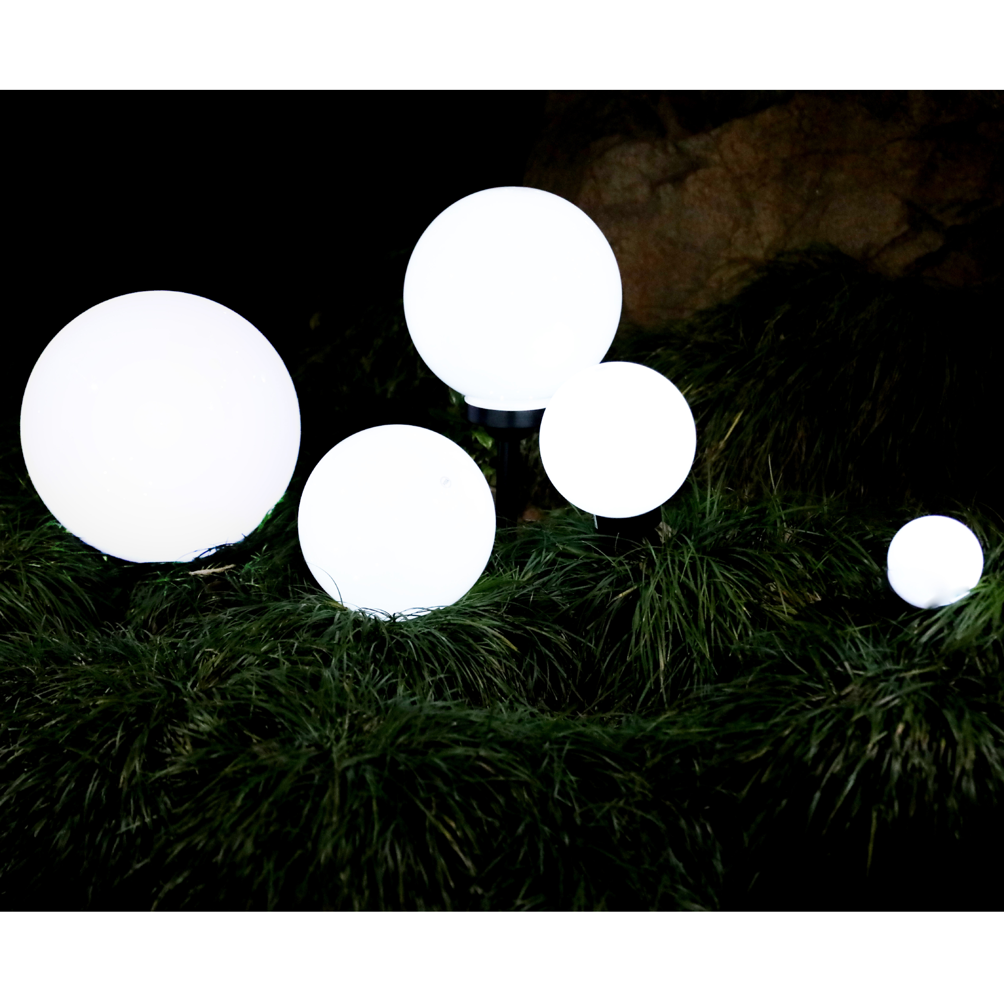 LED Solarlampe rund 20 cm 3er Set