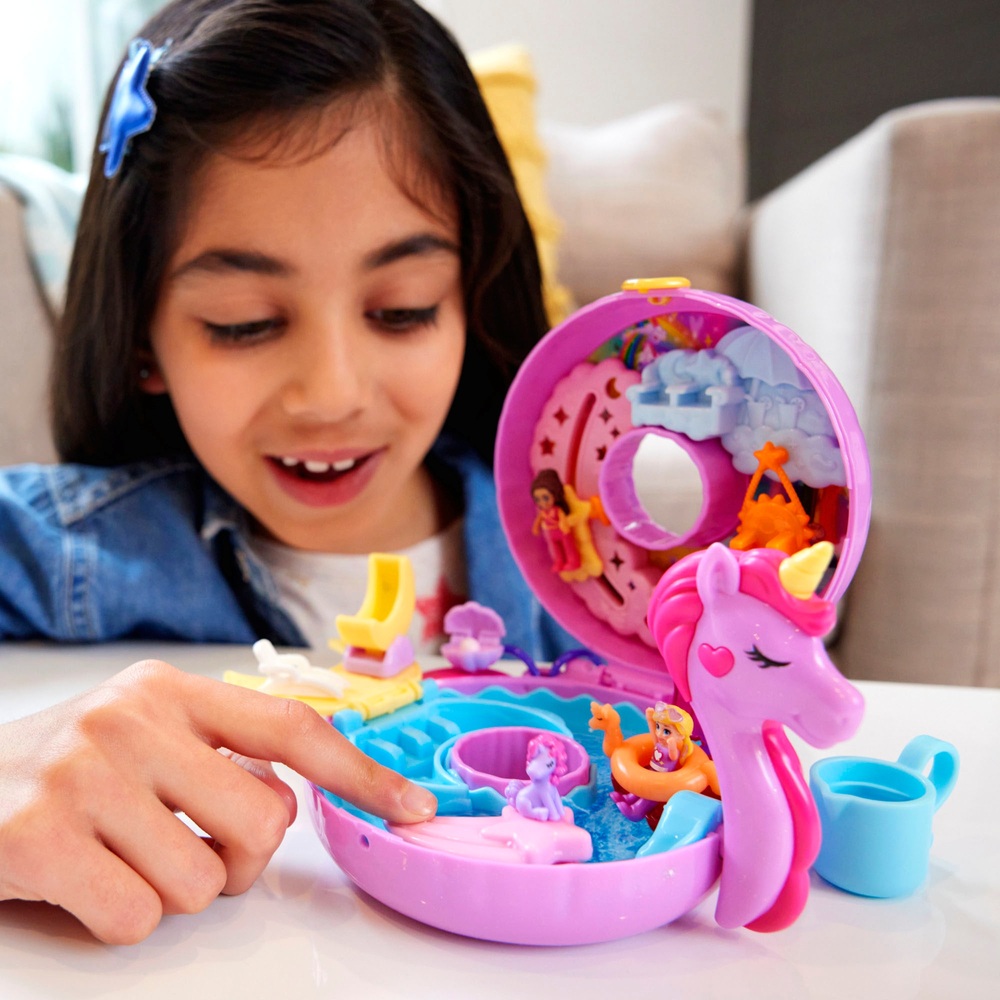 Polly Pocket Sparkle Cove Abenteuer Einhorn Schwimmring Kompaktes Spielset