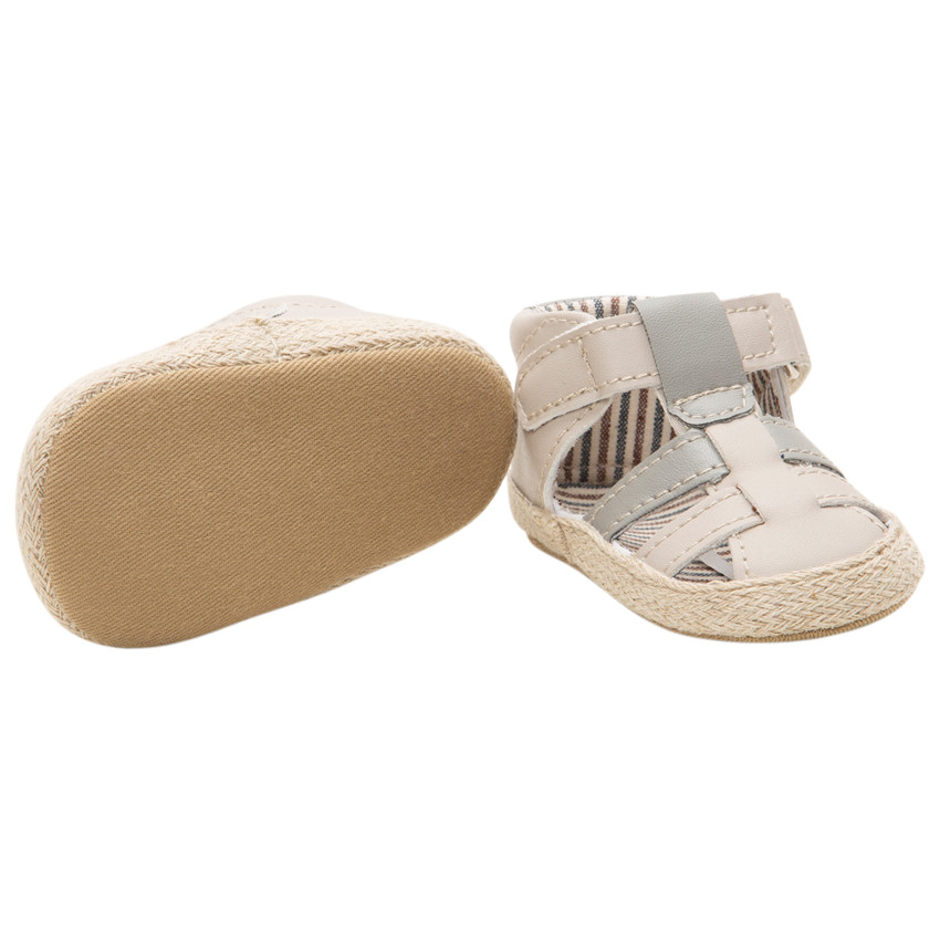 Sandales souples à doublure rayée et semelle effet paille
