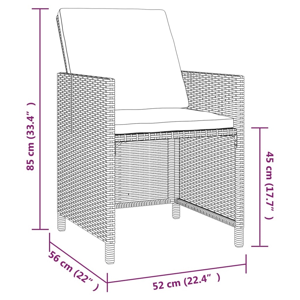 Mobilier à dîner salon de jardin et coussins 9 pièces résine tressée noir