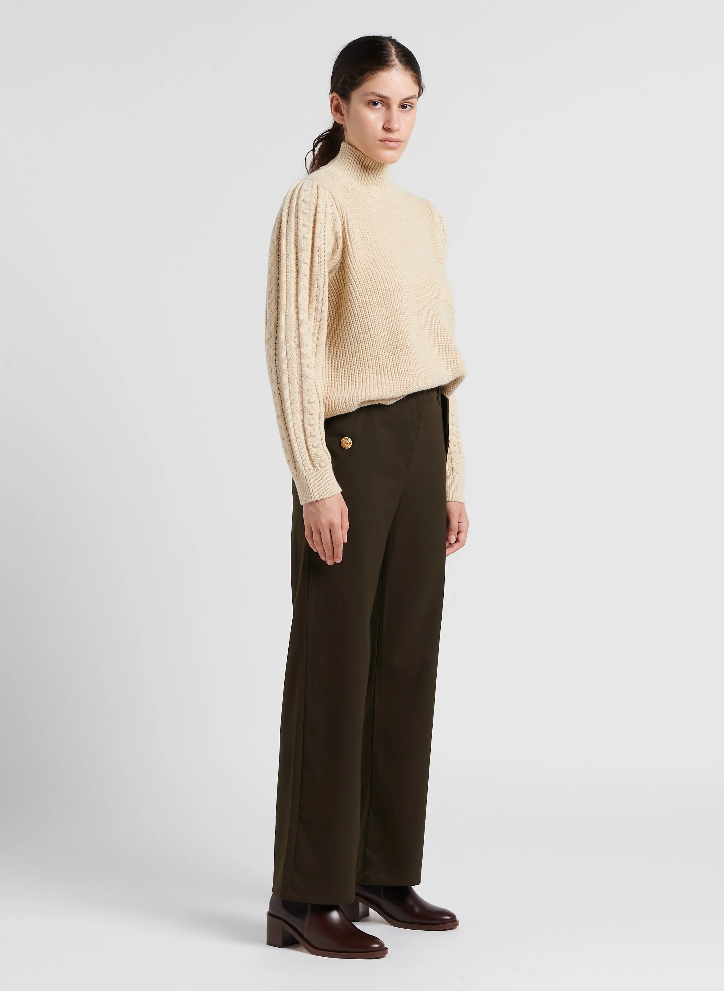 RIEL - Pantalon large fluide| Kaki