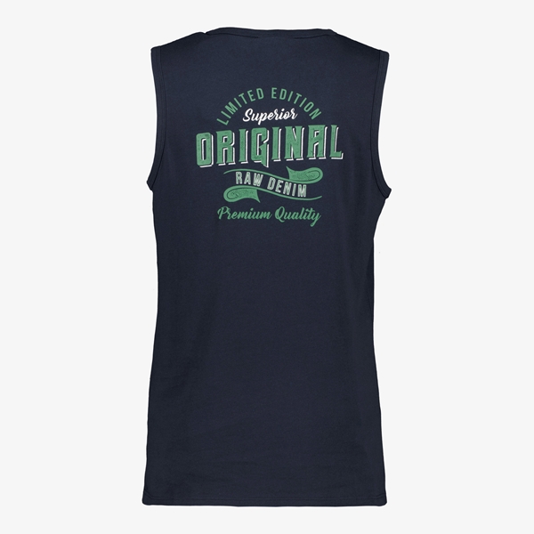 Unsigned heren singlet blauw met backprint