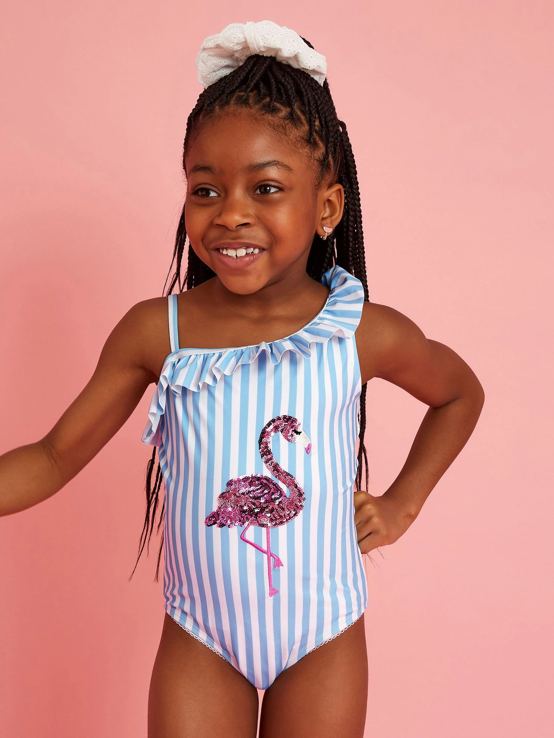 Angels By Accessorize Girls Flamingo Embellished Swimsuit