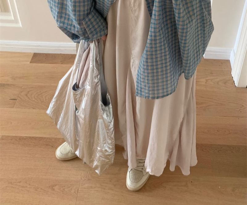 Porstina - Oversized geruit overhemd met lange mouwen en kraag