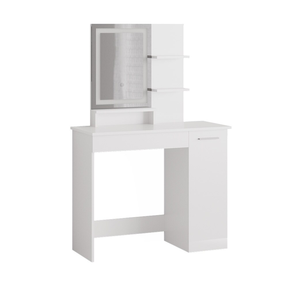 Vicco Schminktisch Frisiertisch Schminkkommode Julia Weiß LED-Spiegel 90x138 cm modern Schlafzimmer Kommode Schublade Ablage Aufbewahrung Kosmetiktisch Schminkkonsole Make-Up-Tisch