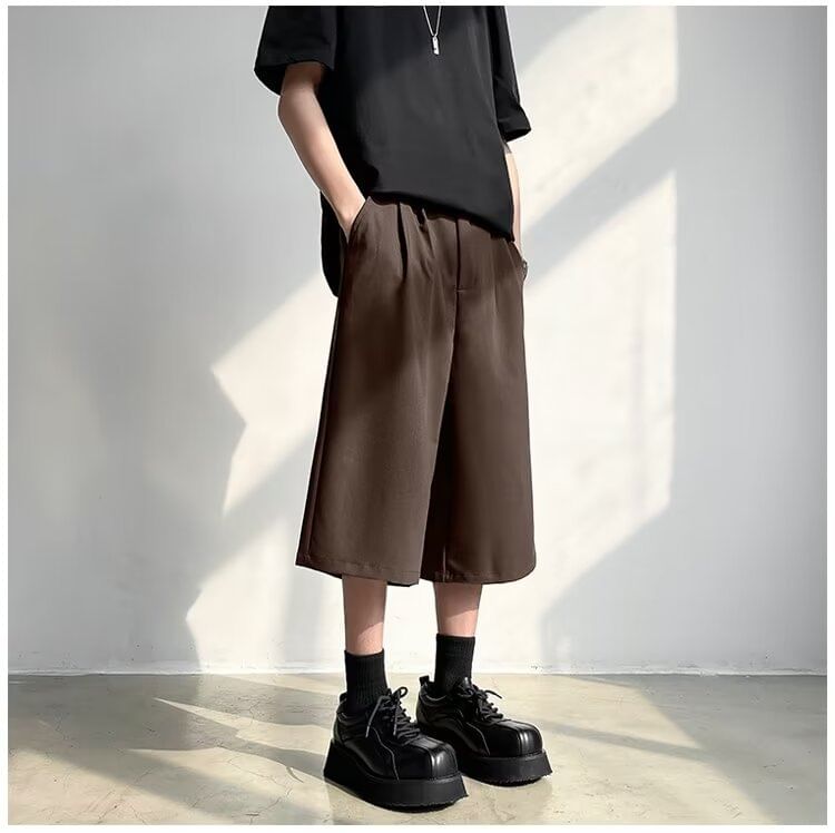 Urtishia - Mid Rise Plain Capri Wijde Broek