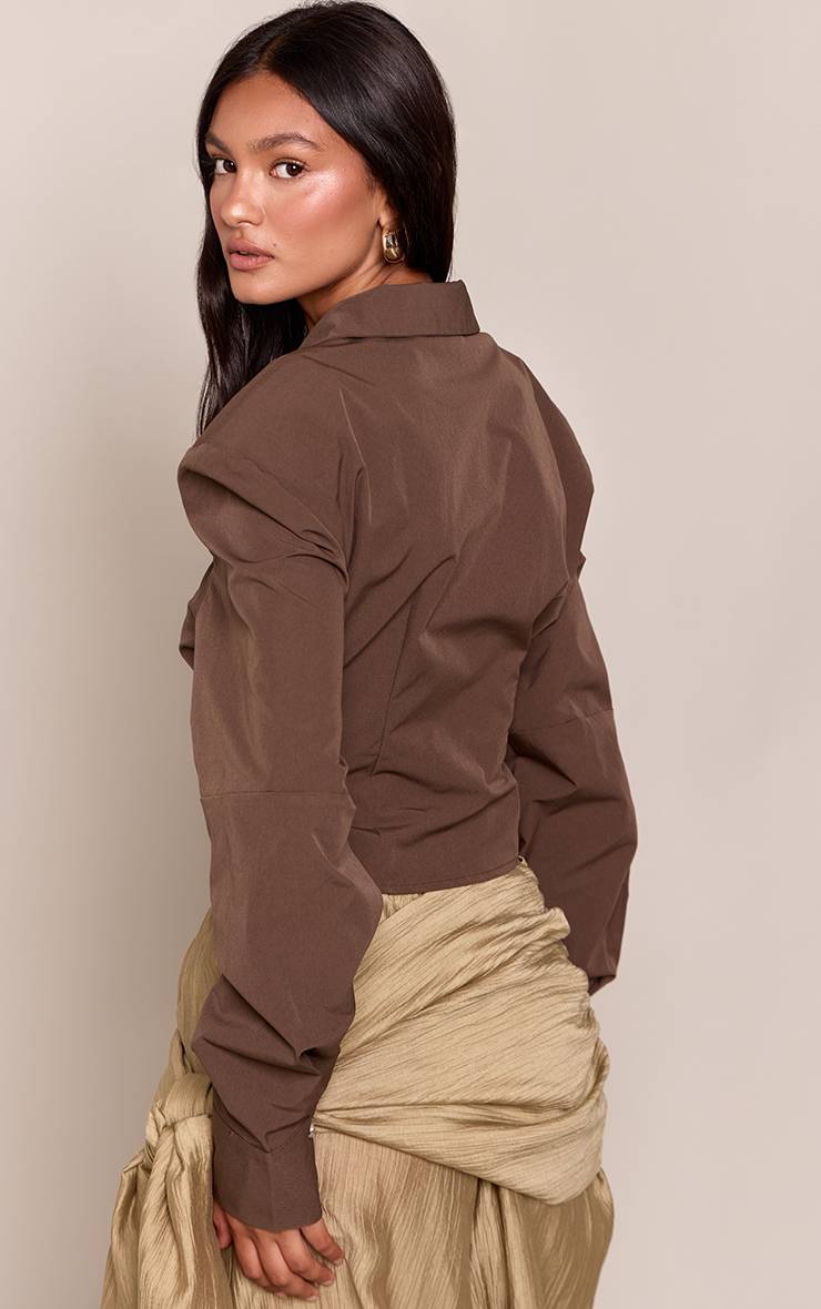 Chocolat Chemise À Détail D'épaulettes Froncées
