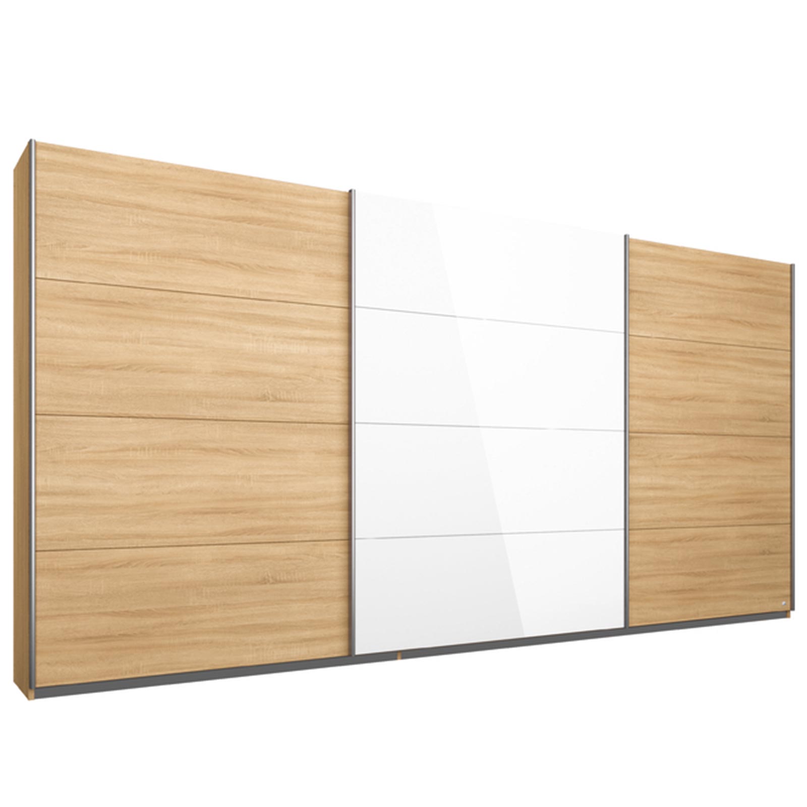 Schwebetürenschrank - Eiche Sonoma - weiß - Glastür - 360x210 cm