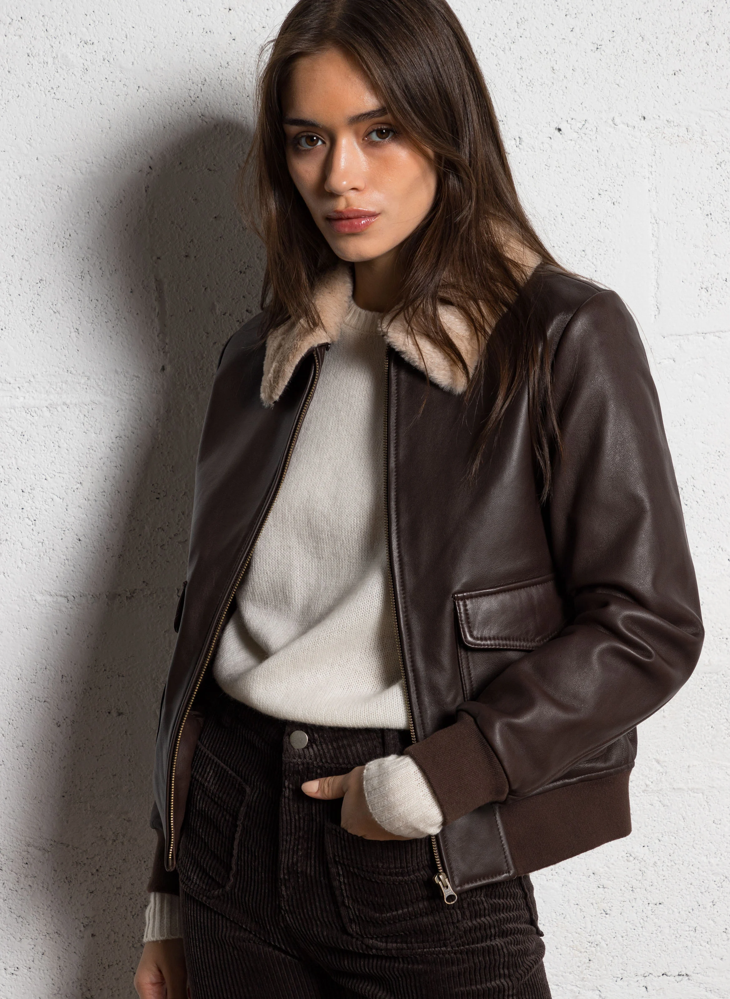 ADAM - Blouson en cuir | Marron