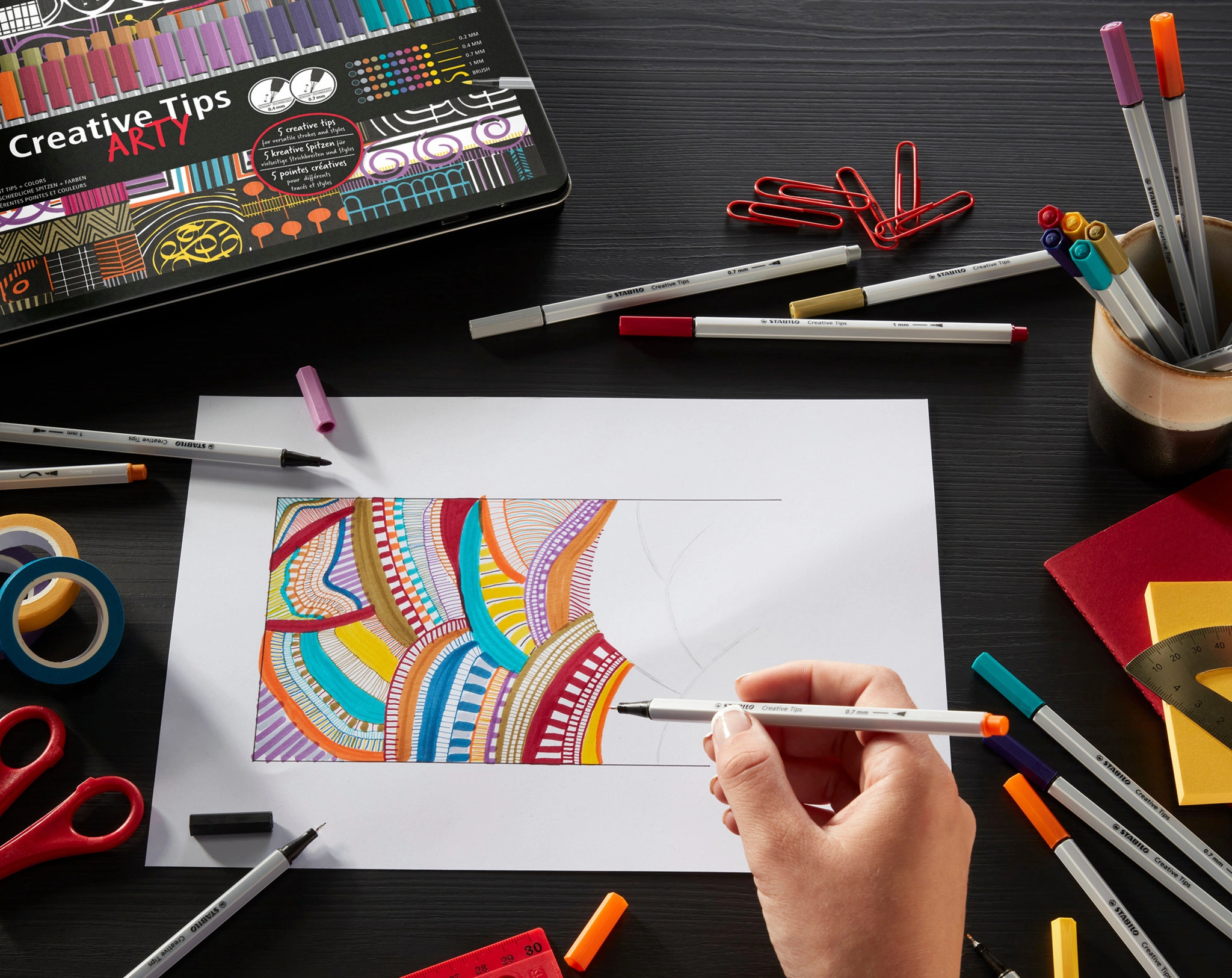 Filzschreiber STABILO® Creative Tips ARTY BLACK 5er-Pack