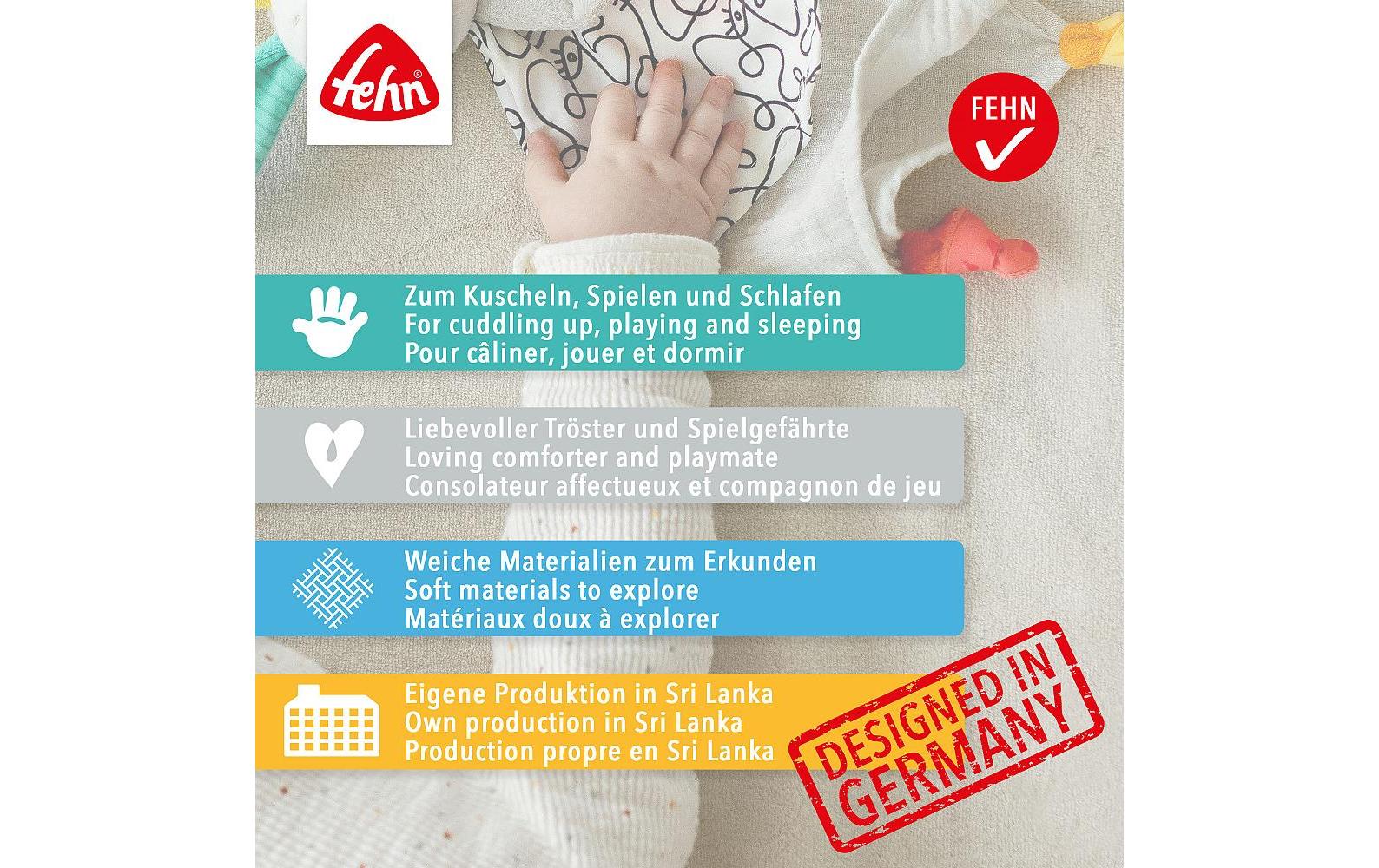 Schmusetuch FlamingoStofftier-Schnuffeltuch zum Greifen, Fühlen, Knuddeln und Liebhaben
