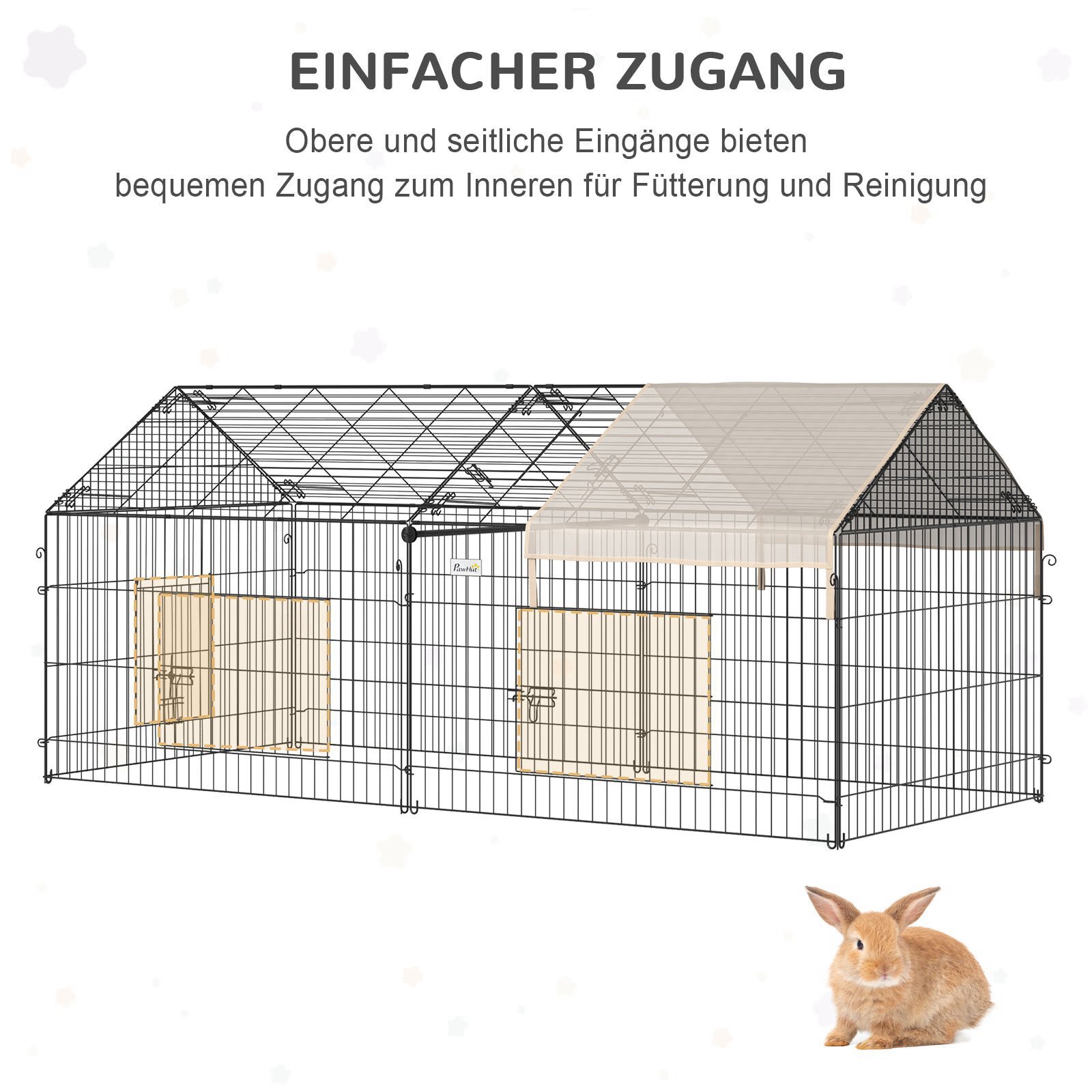 PawHut Kleintiergehege mit zwei großen Türen 220L x 103B x 103H cm