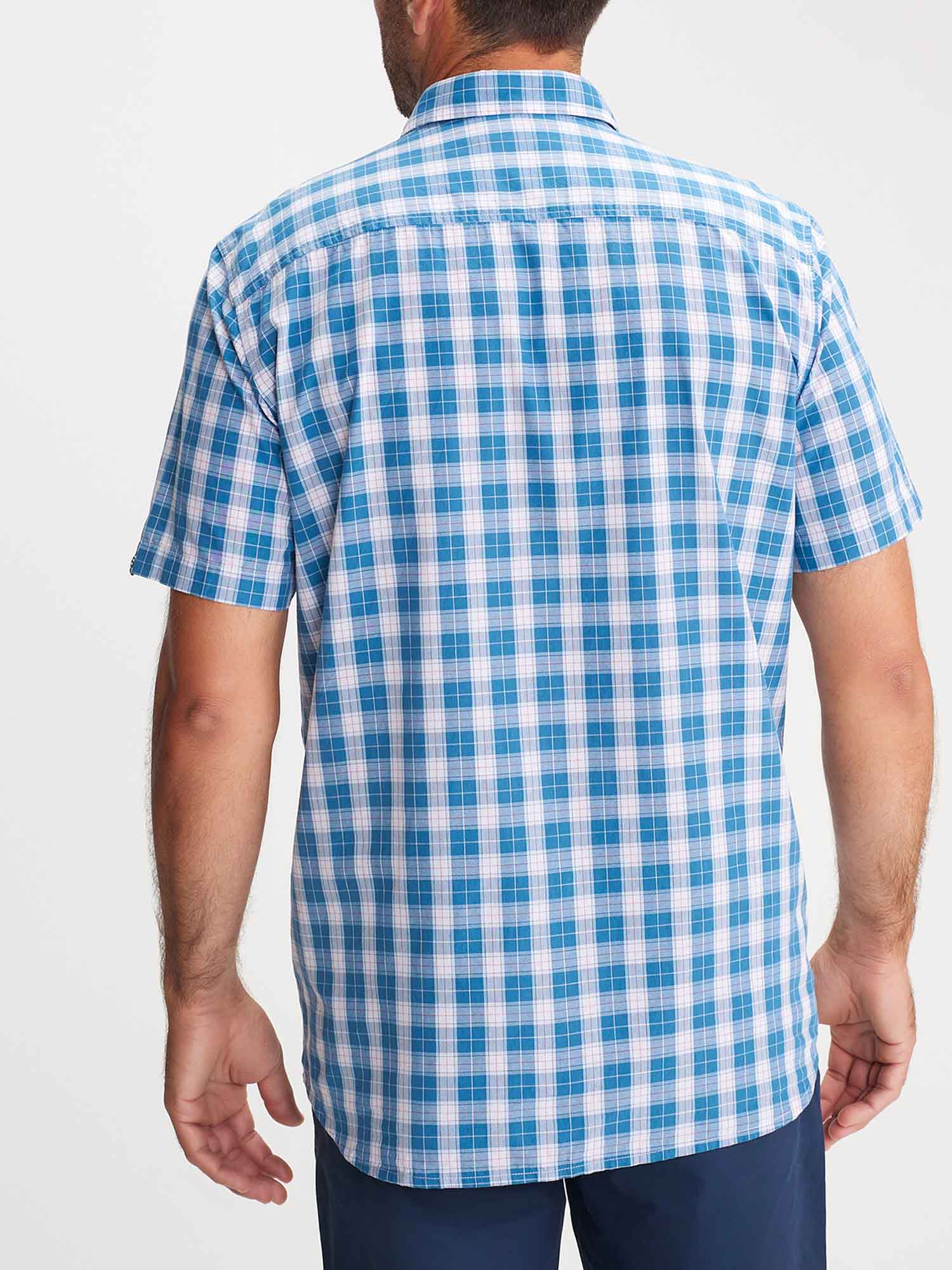 Chemise Homme Manches Courtes A Carreaux Bleu