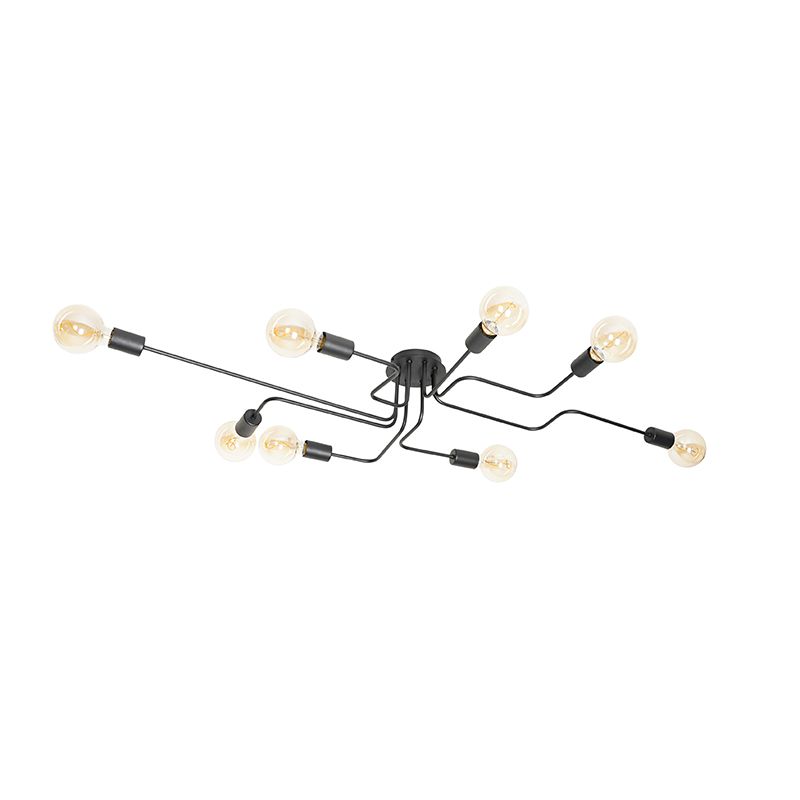 Design plafondlamp zwart 8-lichts - Facile