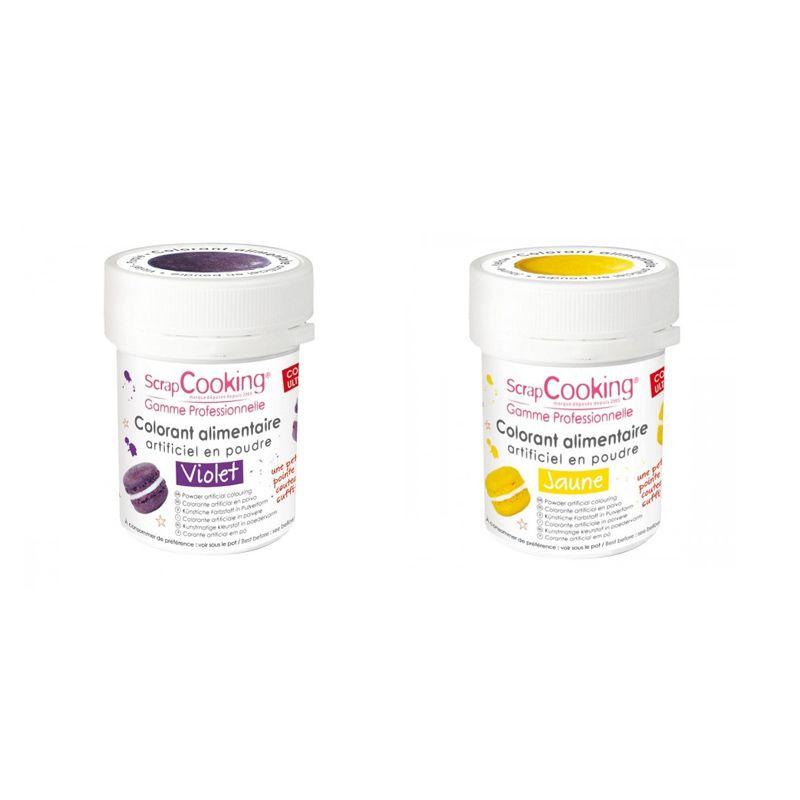 2 colorants alimentaires en poudre - jaune-violet Scrapcooking