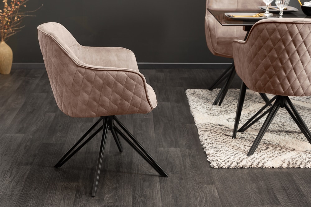 riess-ambiente Stuhl EUPHORIA - drehbar senfgelb Samt Armlehne Metallgestell schwarz Esszimmer