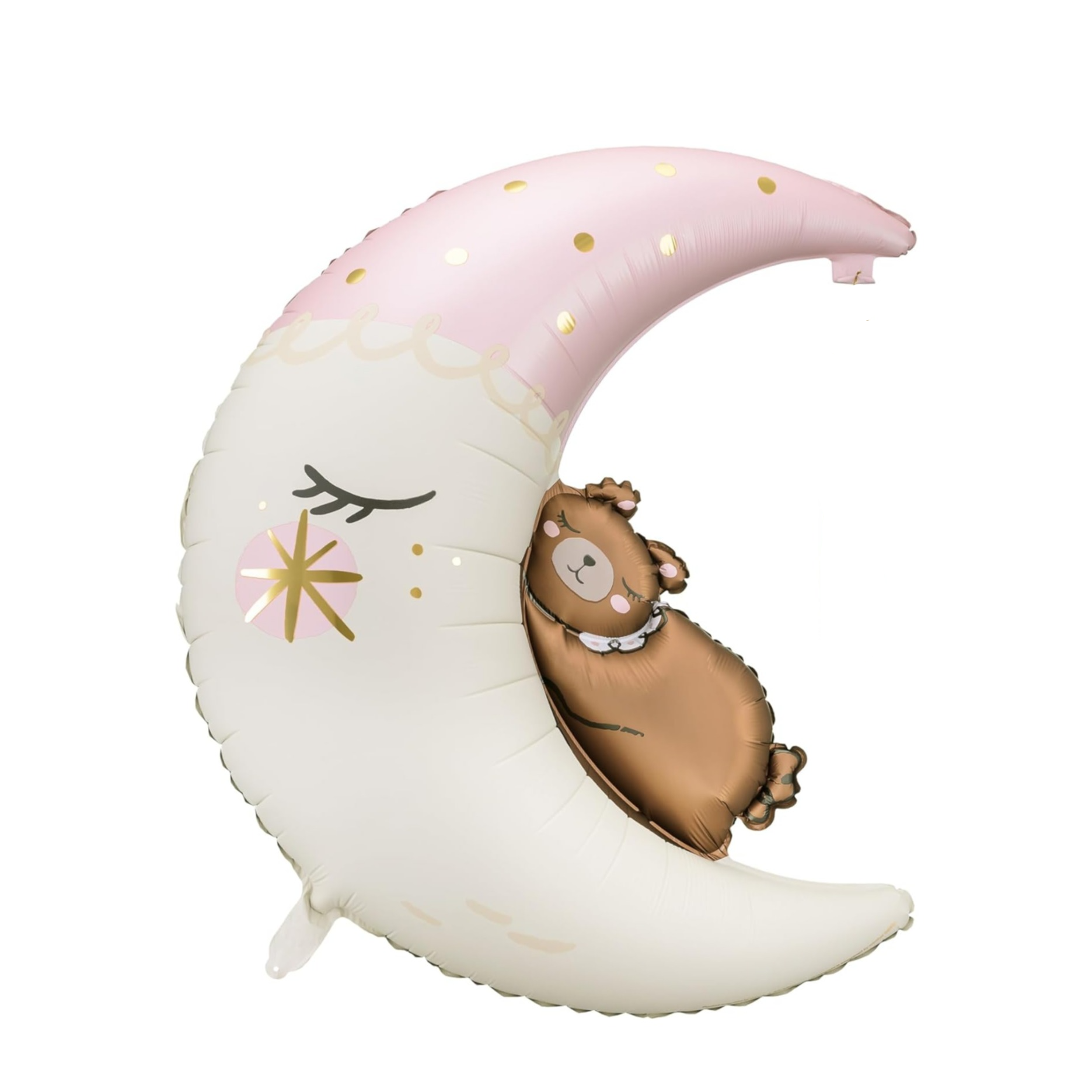 (2er Set) 75x55cm Mond Party Deko Folien Ballon Bär Luftballon für Baby Shower / Geburt - Weiss / Braun