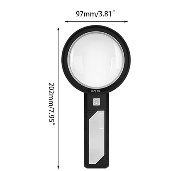 INF Forstørrelsesglass 6X/9X/15X med lykt Sort