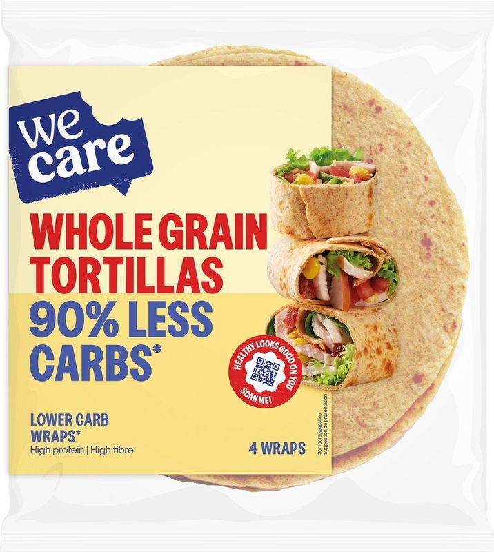 WeCare - Lower Carb Tortillas - Volkoren - 12 Stuks - 160 Gram