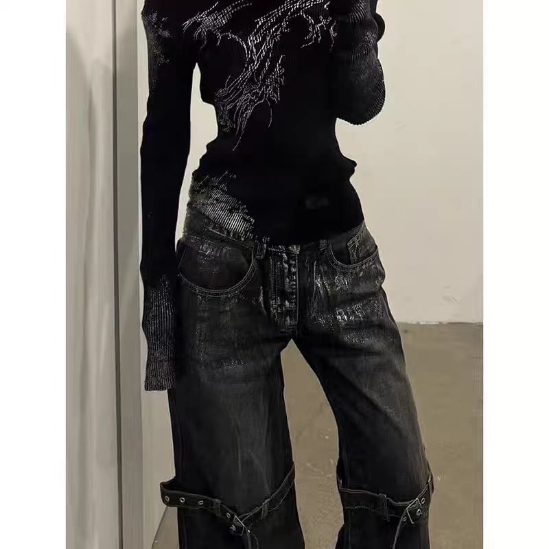 Rosesand - High Rise Washed Straight-Fit Wijde Jeans