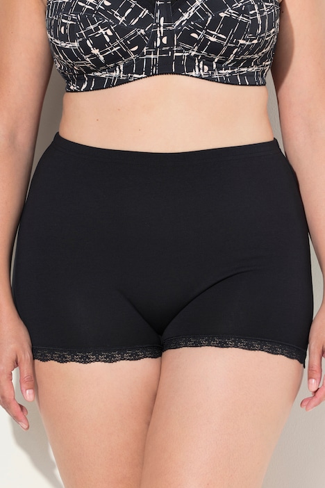 Pantys, 3er-Pack, Ringel/einfarbig, Spitze