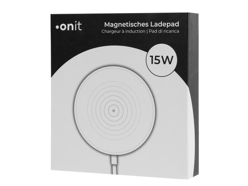 onit Magnetic Charger 15 W, Weiss Ladepad und Ständer für schnelles kabelloses Laden Qi-fähiger Smartphones