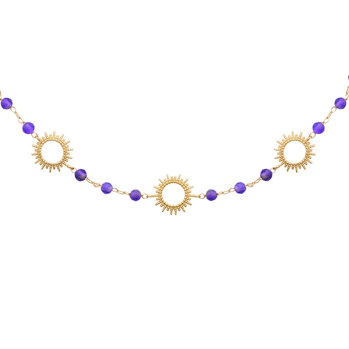 Collier Brillaxis 3 soleils et améthyste